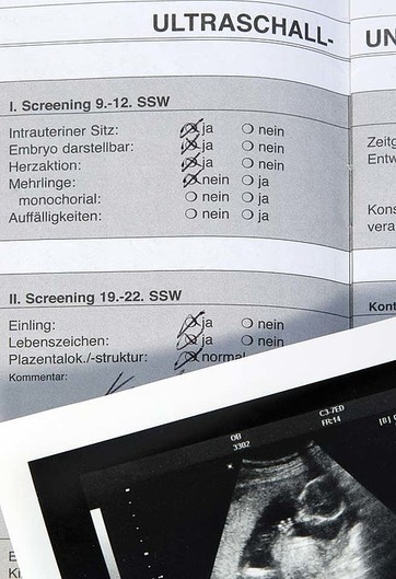 Mutterpass und Ultraschallbild